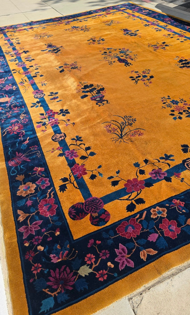 1920s Art Deco Nichols Chinese Rug 12 x 17.2 Palace size