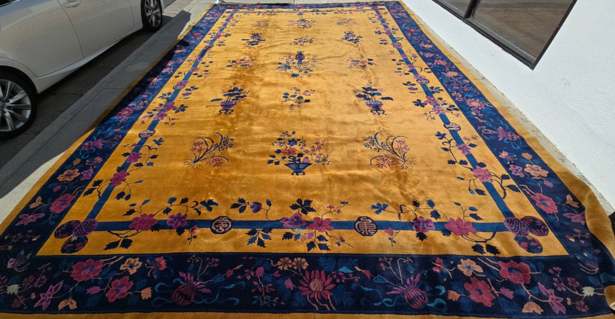 1920s Art Deco Nichols Chinese Rug 12 x 17.2 Palace size