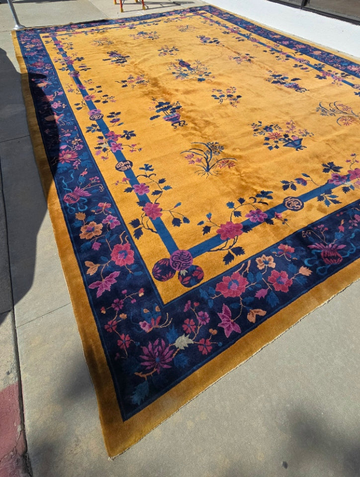 1920s Art Deco Nichols Chinese Rug 12 x 17.2 Palace size
