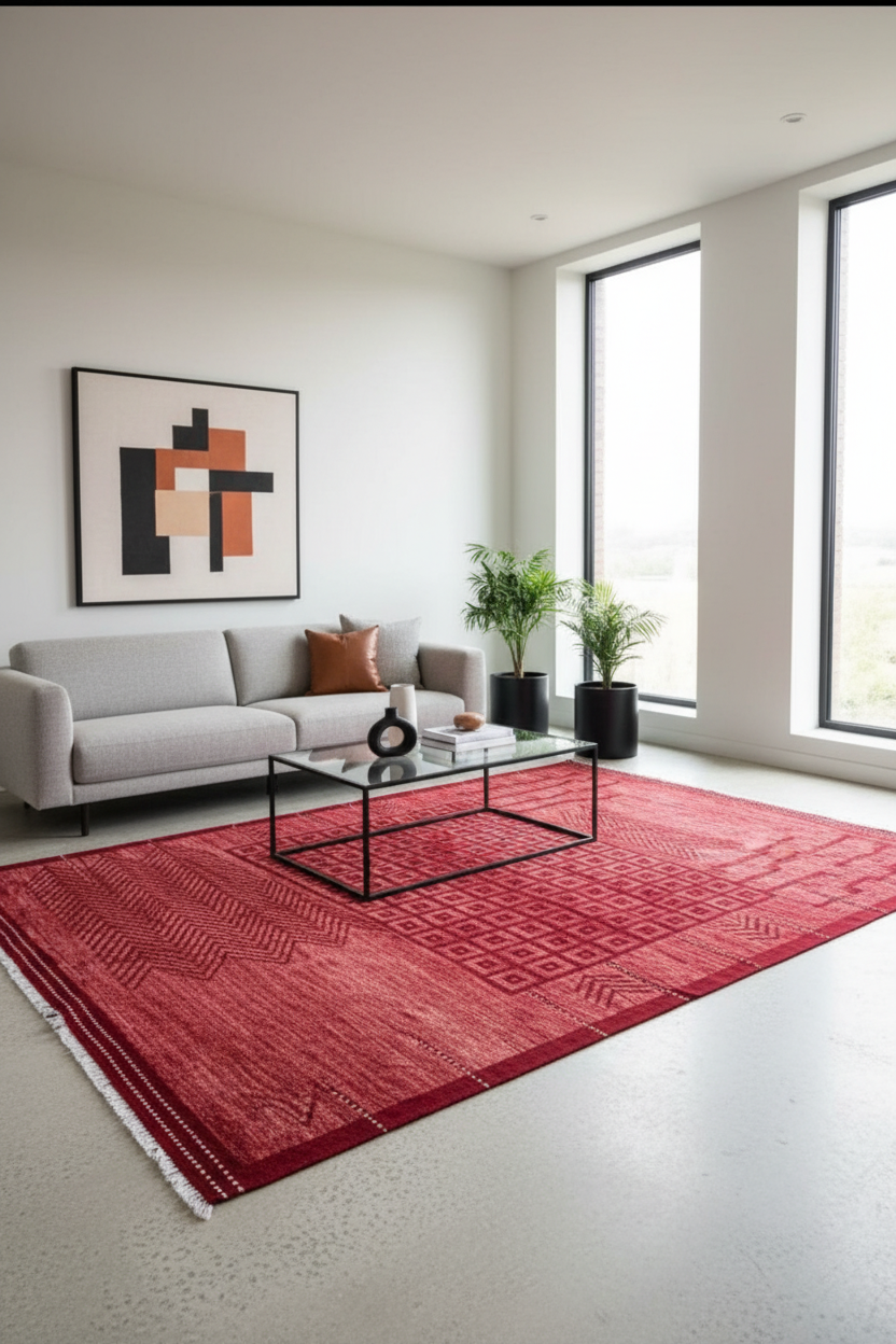 "The John Ahmad Rug" – In candy apple red