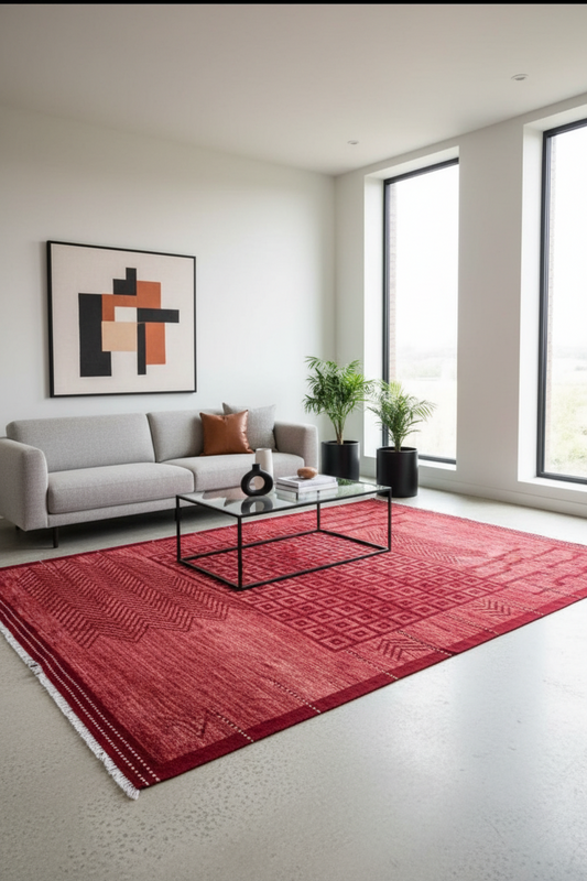 "The John Ahmad Rug" – In candy apple red
