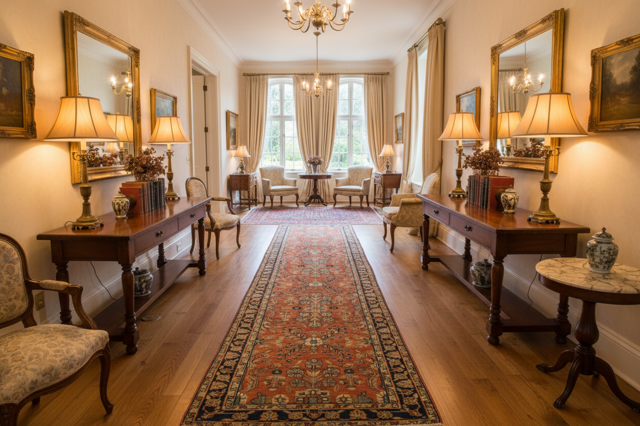Antique Persian Malayer Runner in Living Room