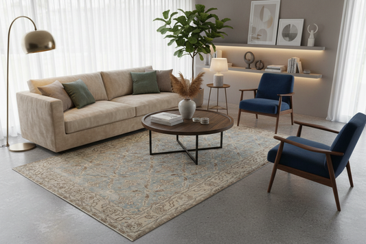 Channick Distressed Turkish Rug in Living Room