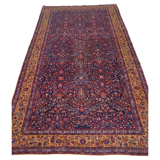 Vintage Large Persian Kashan Rug –10 x 20
