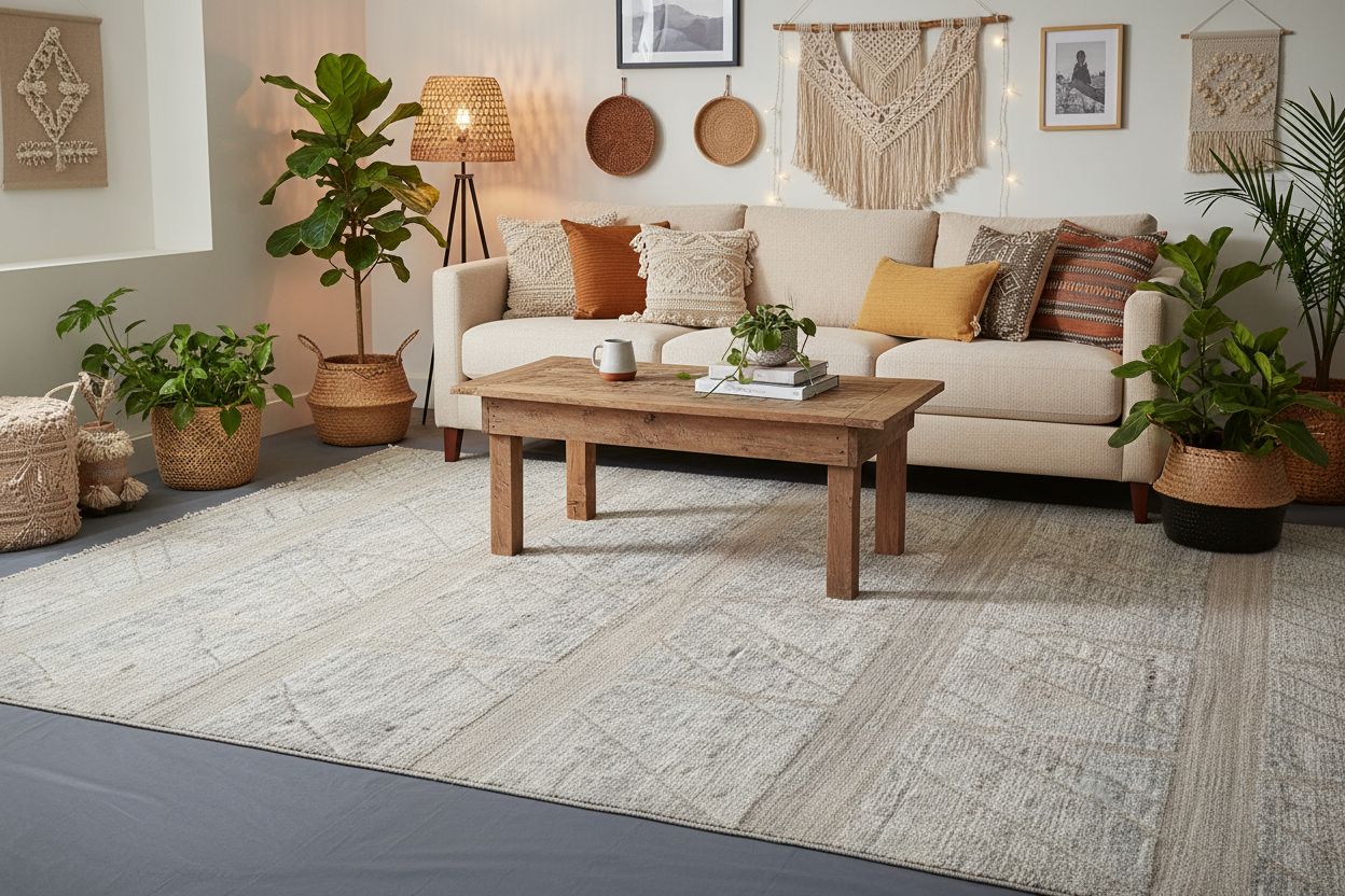 Moroccan Style Rug 5x8 in Living Room