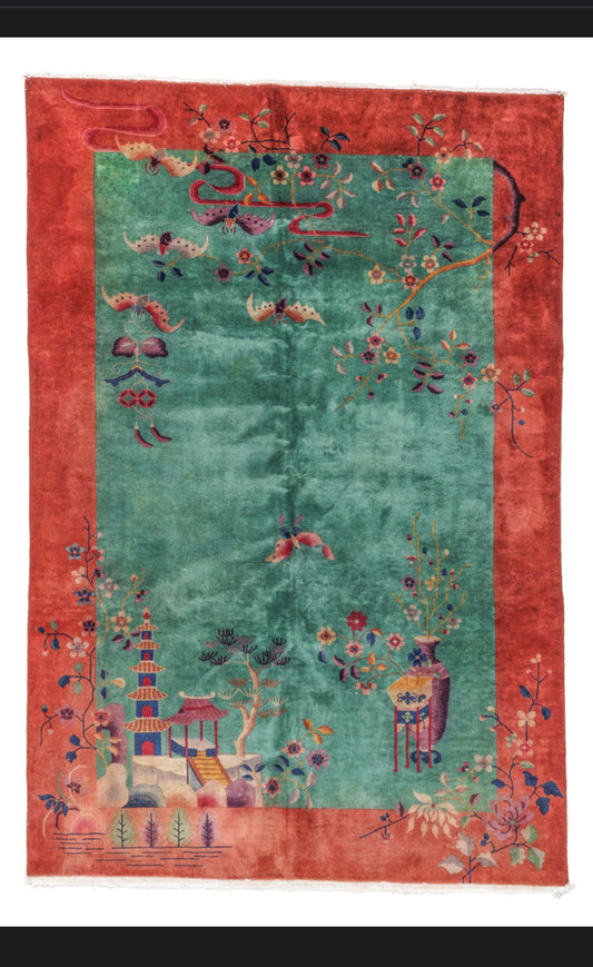 Antique Art Deco Nichols Chinese Rug 6x9