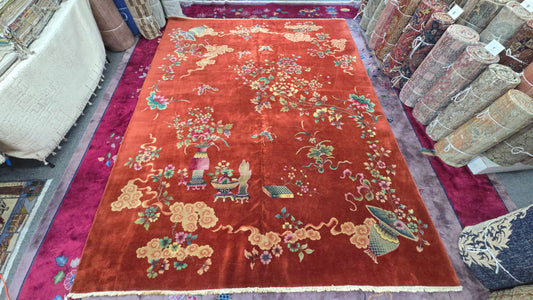1920s Art Deco Nichols Chinese Rug 9x11.6 )