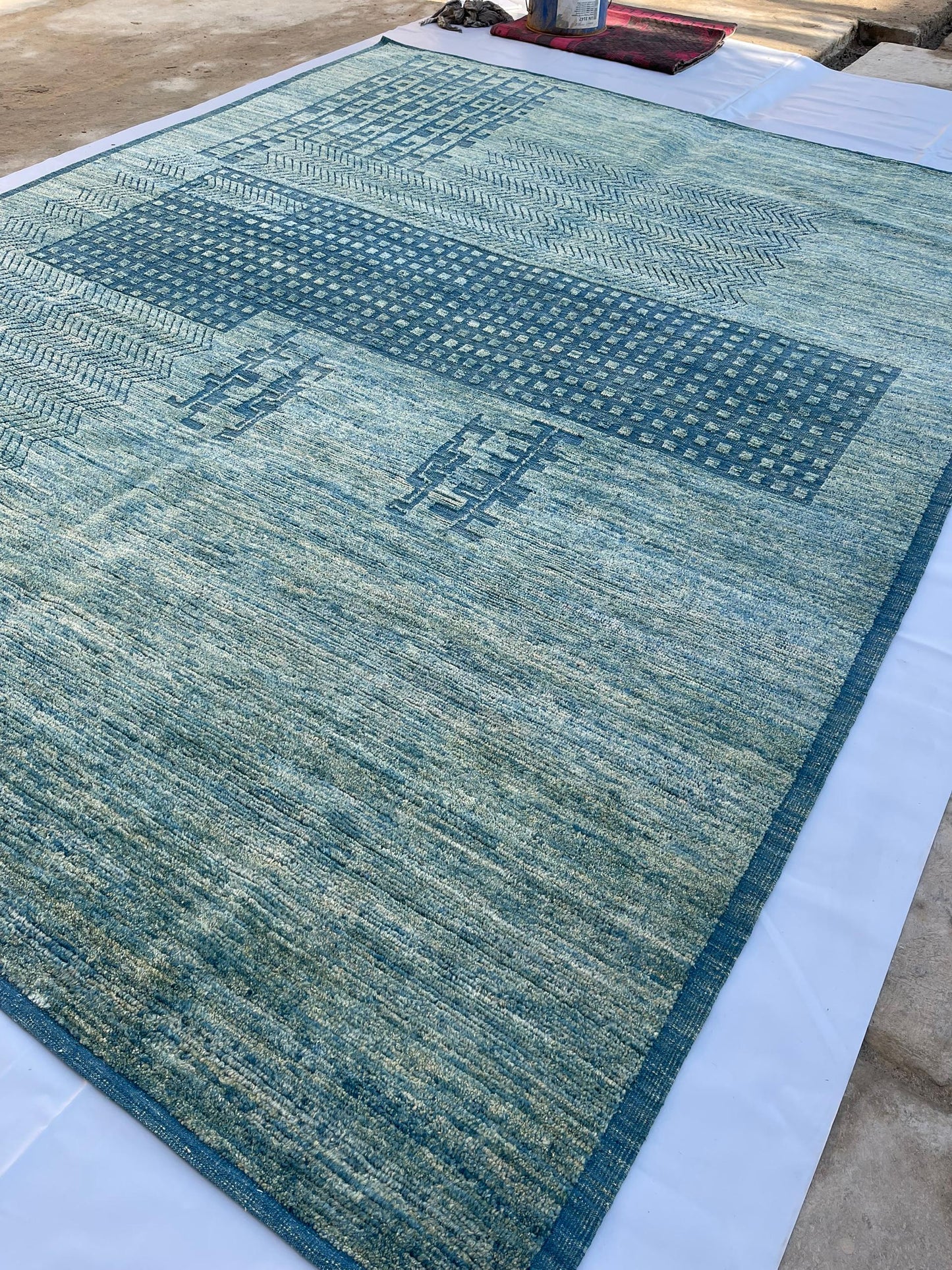 "John Ahmad Rug" by John Ahmad inspired by Ivan Da Silva Bruhns  –  Wool Rug Sea Foam Green