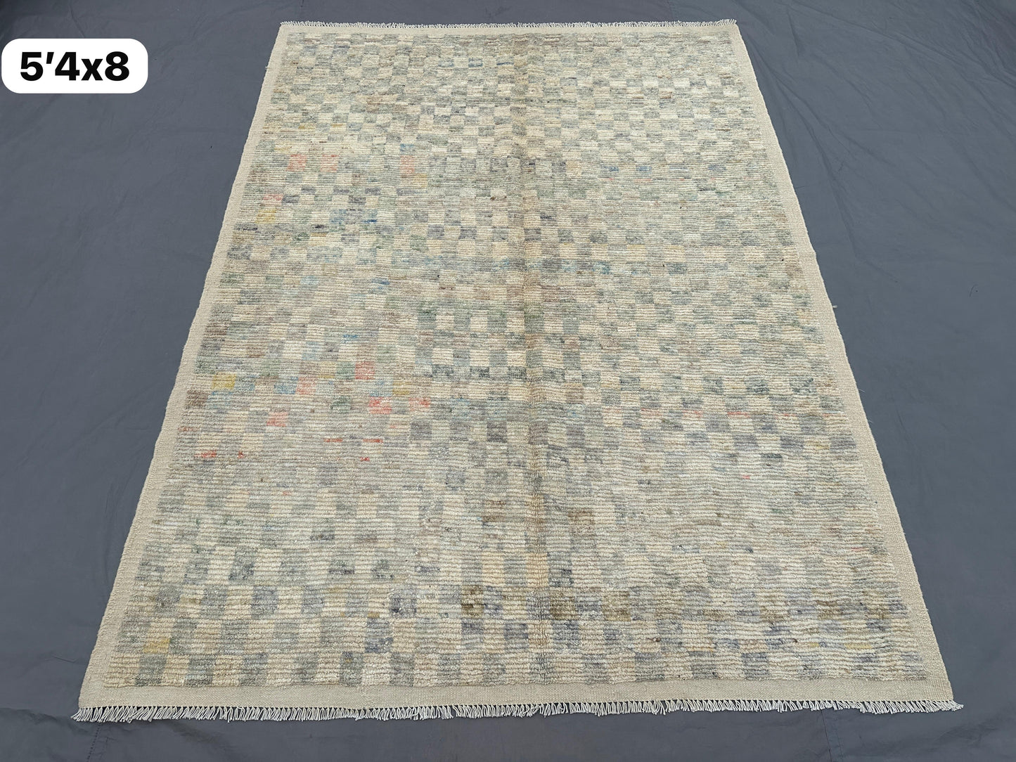 Checkered Handwoven Afghan Rug - 5.4x8