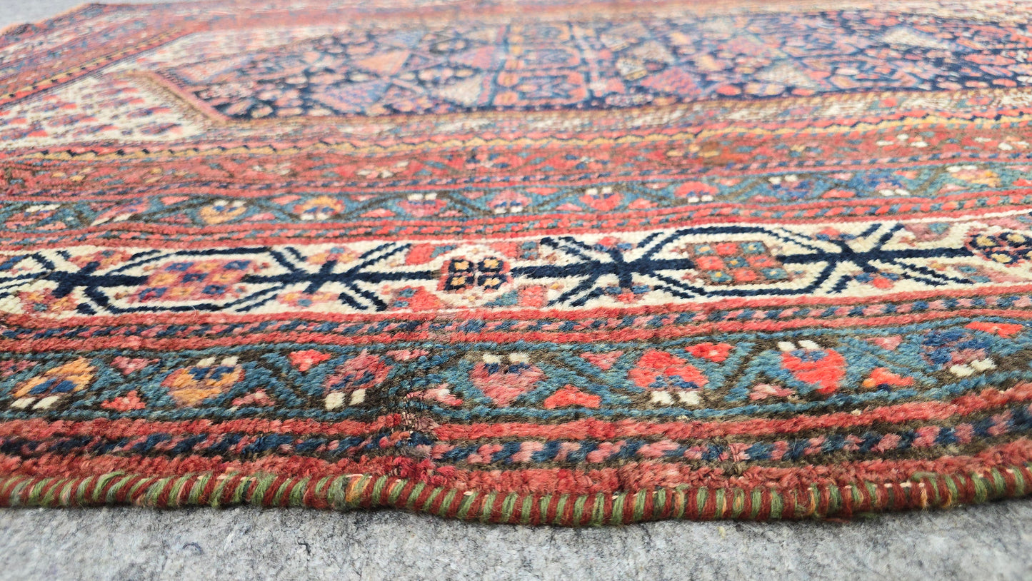 Early 1900s Luri Rug – Persian Tribal Wool Runner (5 x 7 ft) #37750