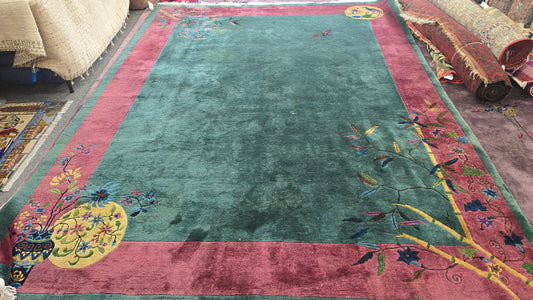 1920s Art Deco Nichols Chinese Rug 9x11.6 )