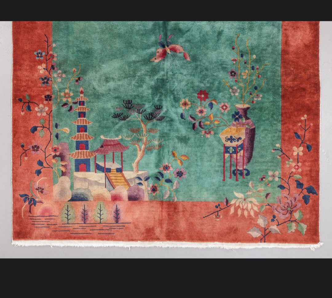 Antique Art Deco Nichols Chinese Rug 6x9