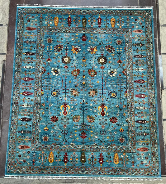 Blue Afghan Sultani Rug – 8x10