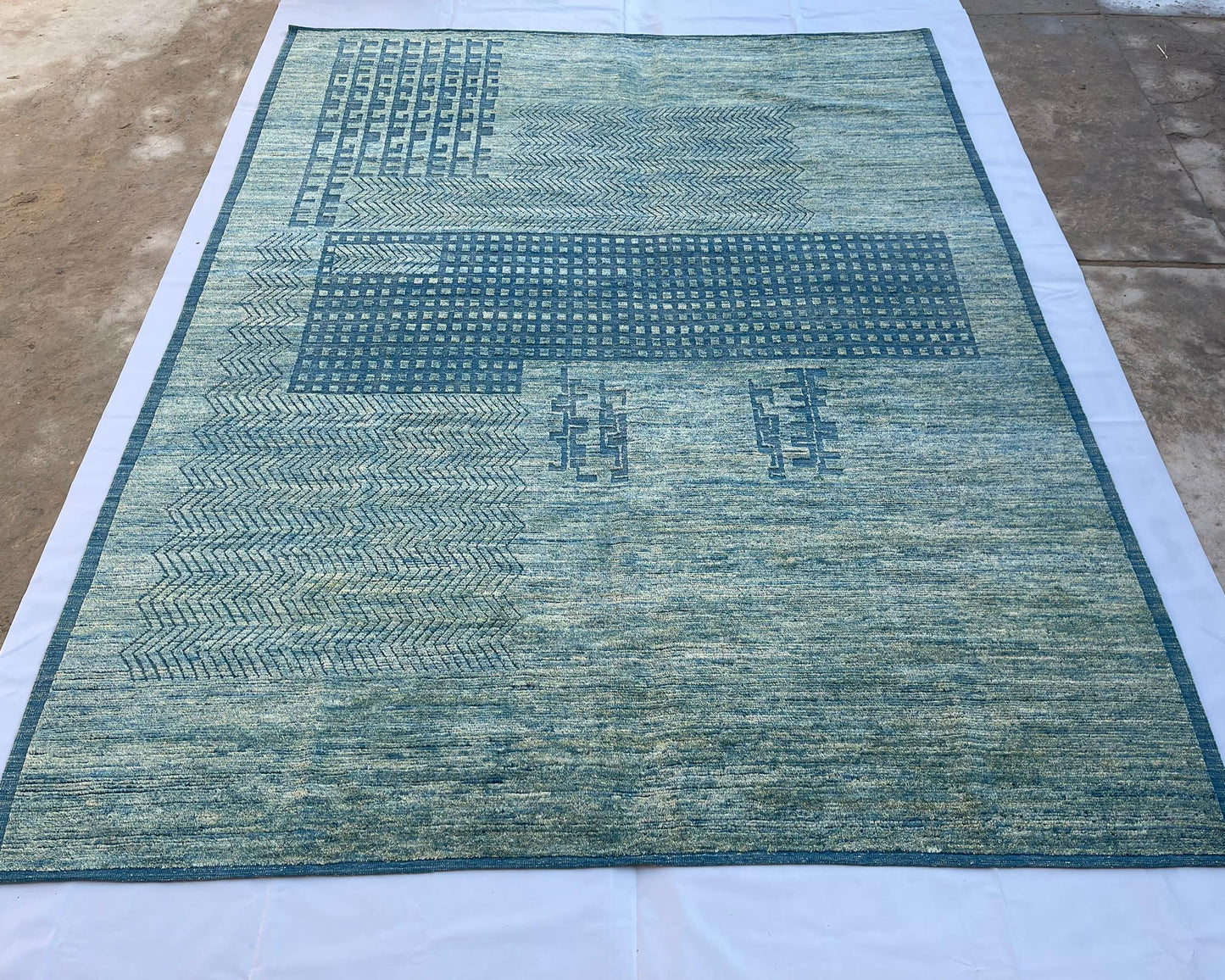 "John Ahmad Rug" by John Ahmad inspired by Ivan Da Silva Bruhns  –  Wool Rug Sea Foam Green