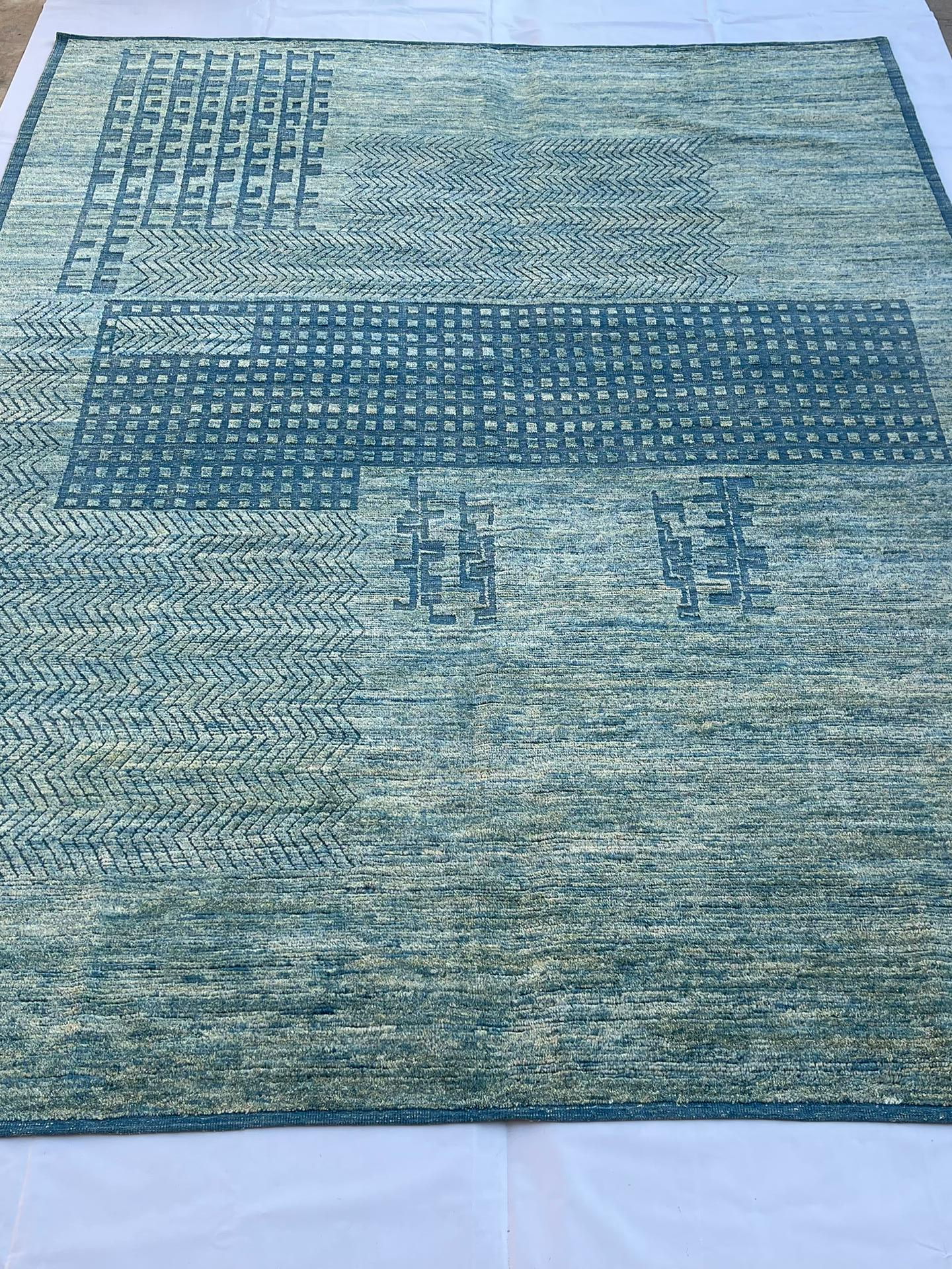 "John Ahmad Rug" by John Ahmad inspired by Ivan Da Silva Bruhns  –  Wool Rug Sea Foam Green