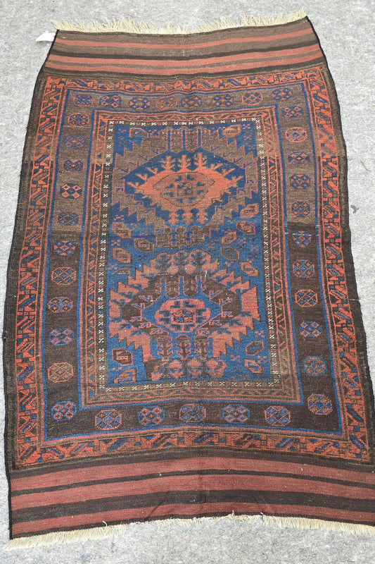 Antique Mushwani Baluch Rug Circa 1900s  Size 4.2 x 6.4  #19212