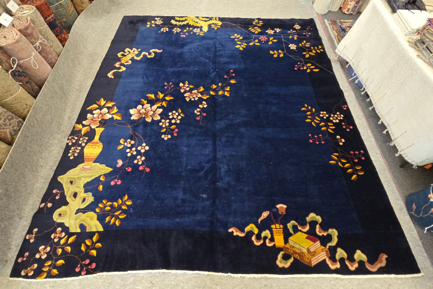 1920s Art Deco Blue Nichols Chinese Rug  10x12