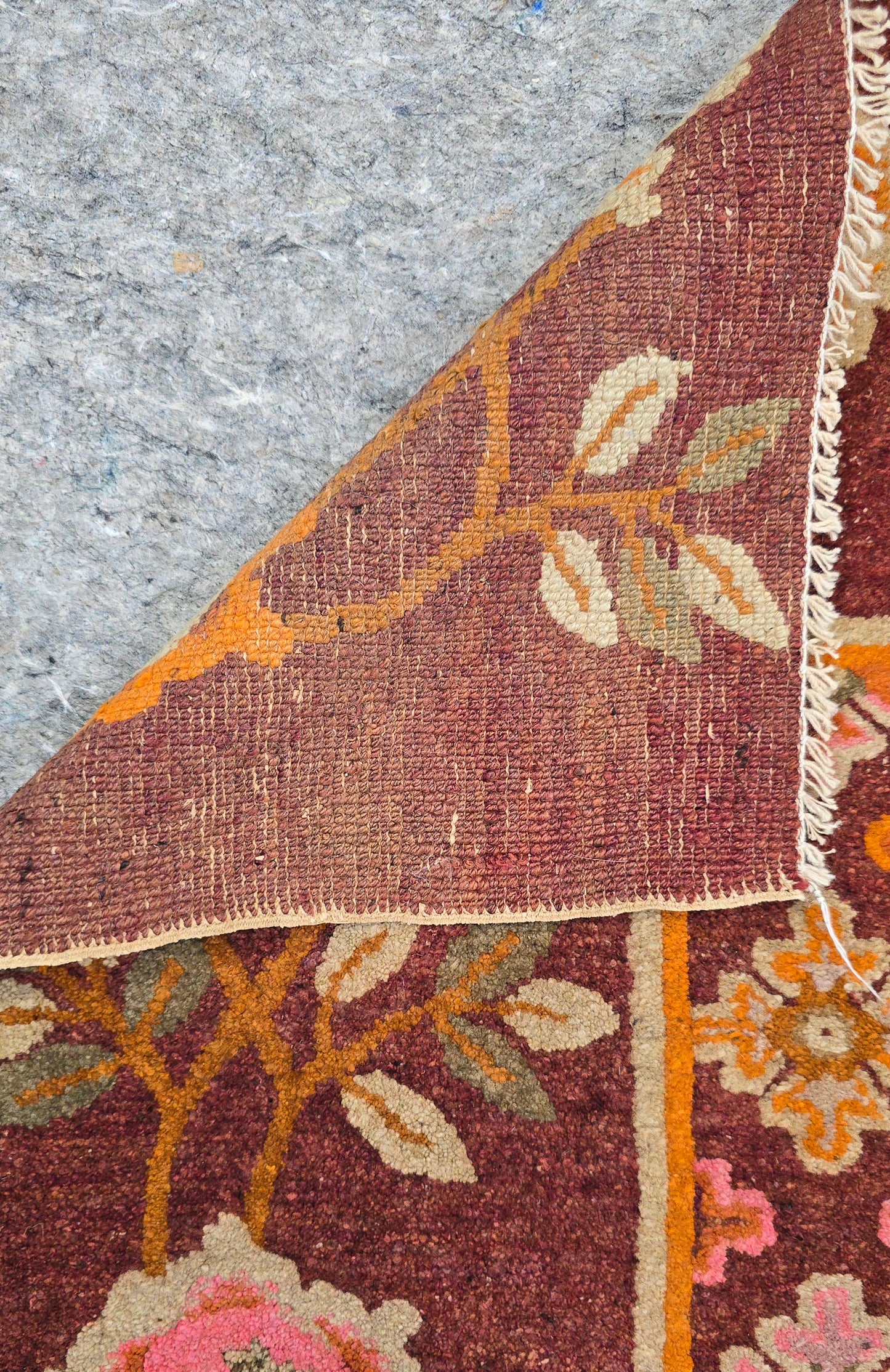 Floral Antique Tibetian Rug | Art Deco Wool Carpet | Circa 1920s-1930s (4x5)