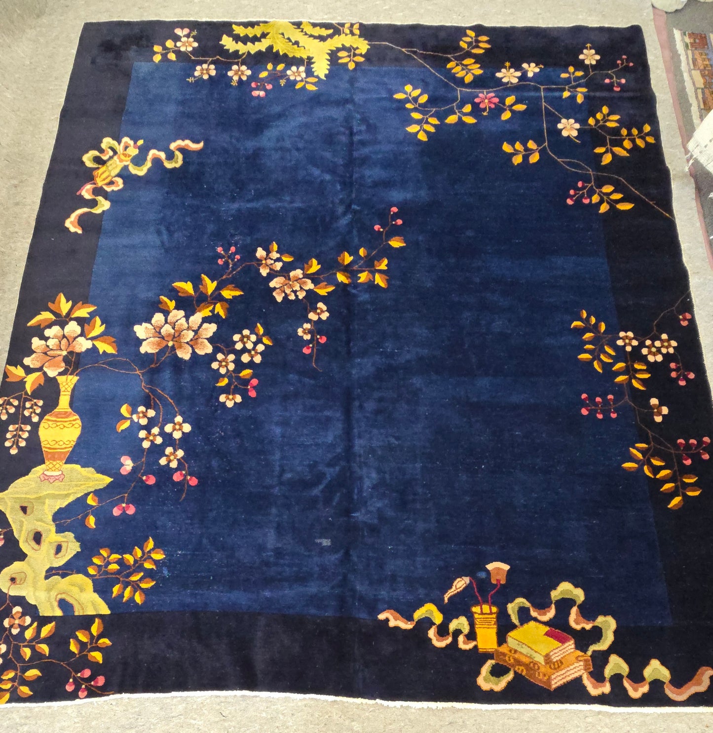 1920s Art Deco Blue Nichols Chinese Rug  10x12