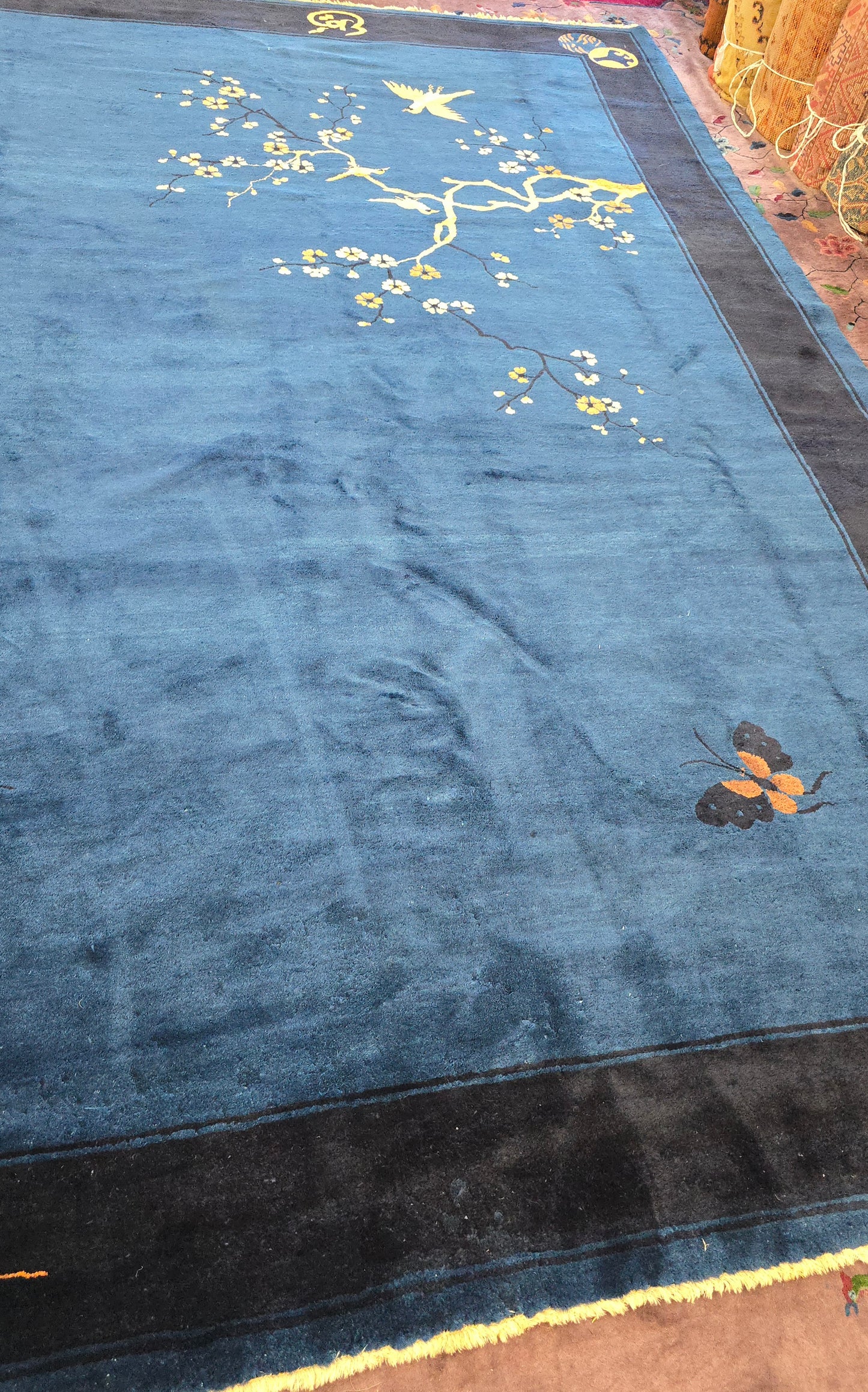 1920s Art Deco blue Nichols Chinese Rug 9x11.6