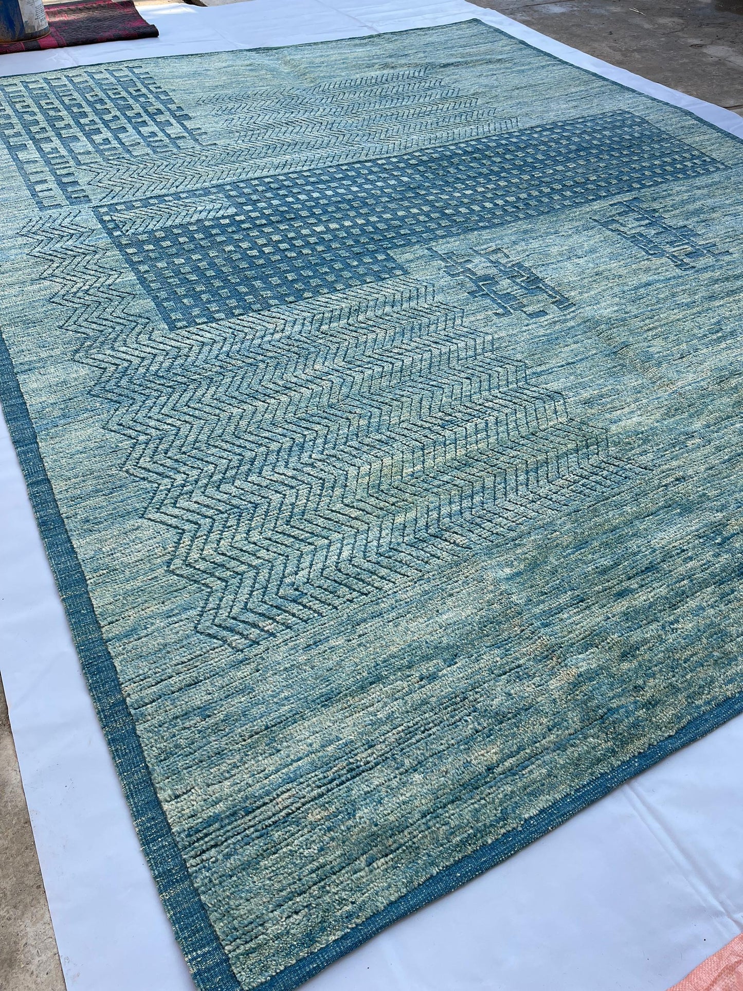 "John Ahmad Rug" by John Ahmad inspired by Ivan Da Silva Bruhns  –  Wool Rug Sea Foam Green