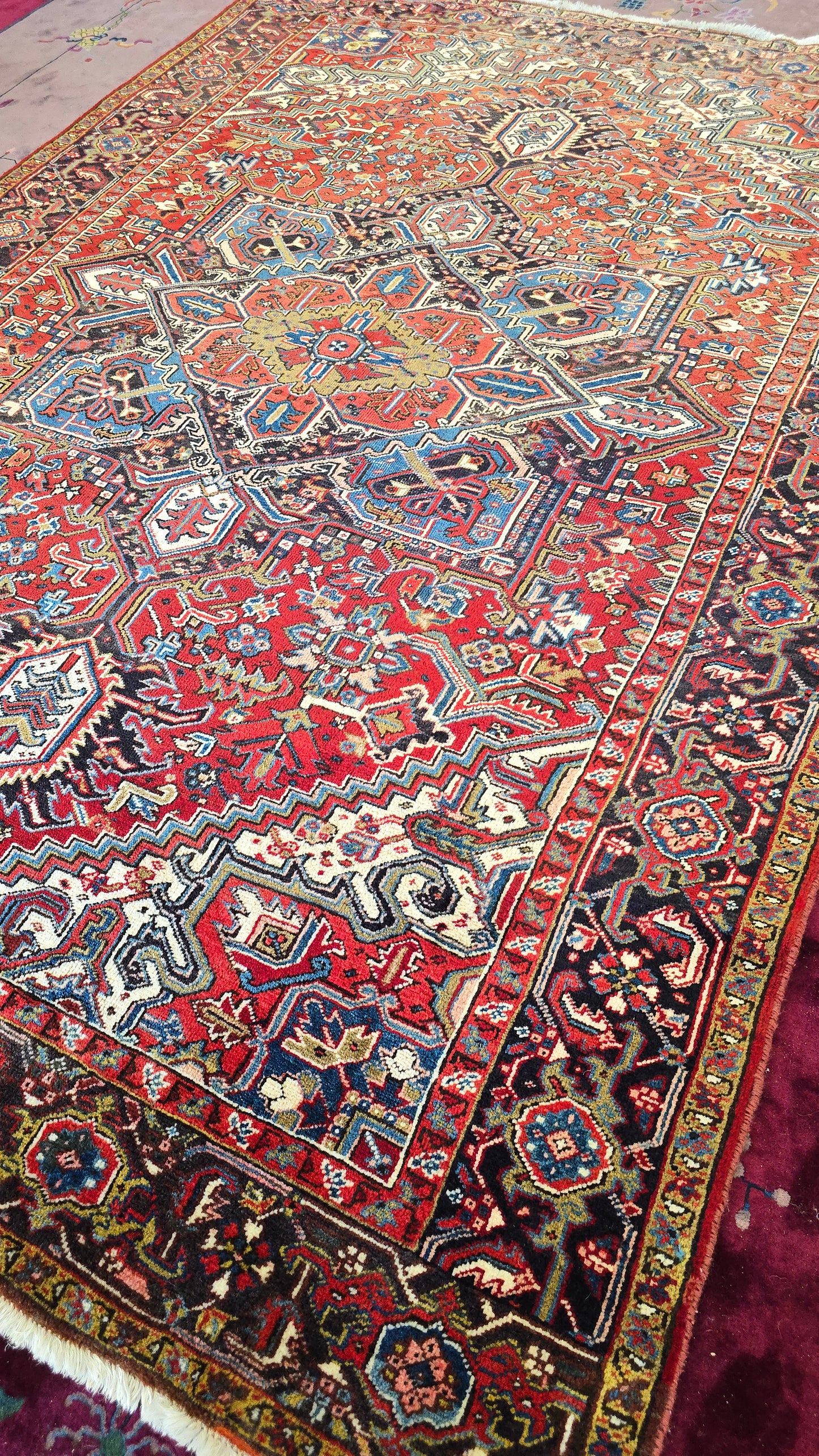 Antique Persian Heriz Rug Circa 1940s (#10503)