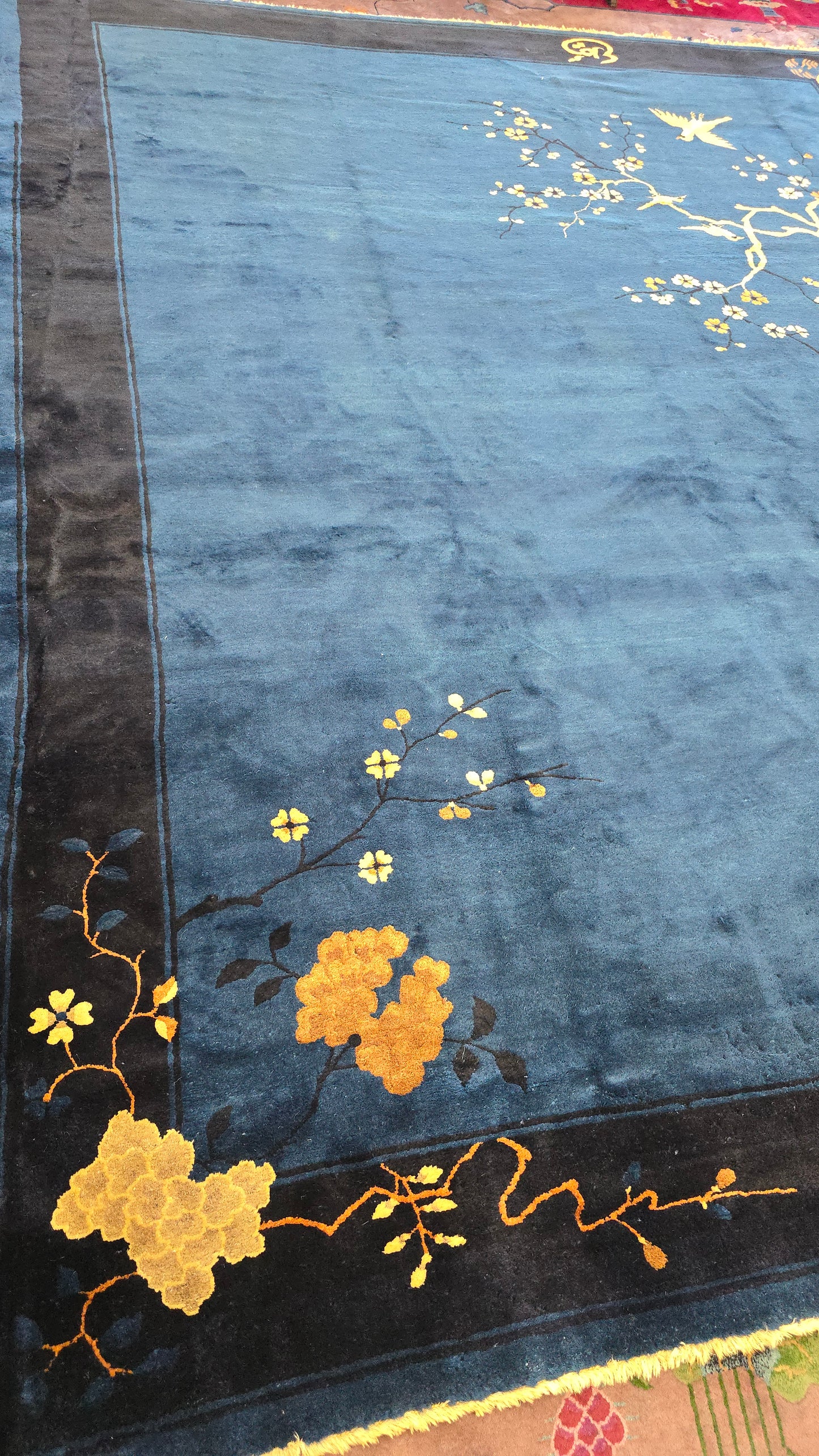 1920s Art Deco blue Nichols Chinese Rug 9x11.6