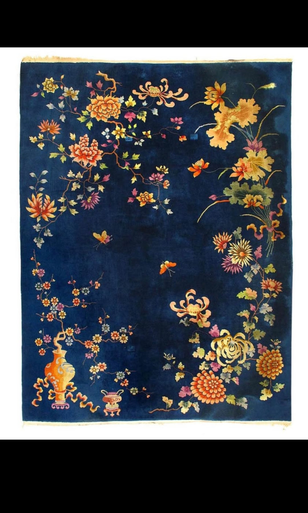 1930s Blue Art Deco Nichols Chinese Rug 9x12