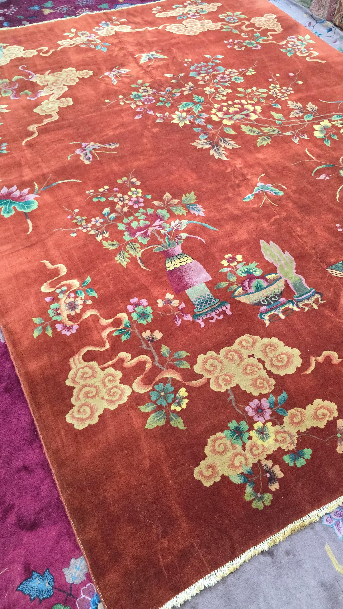 1920s Art Deco Nichols Chinese Rug 9x11.6 )