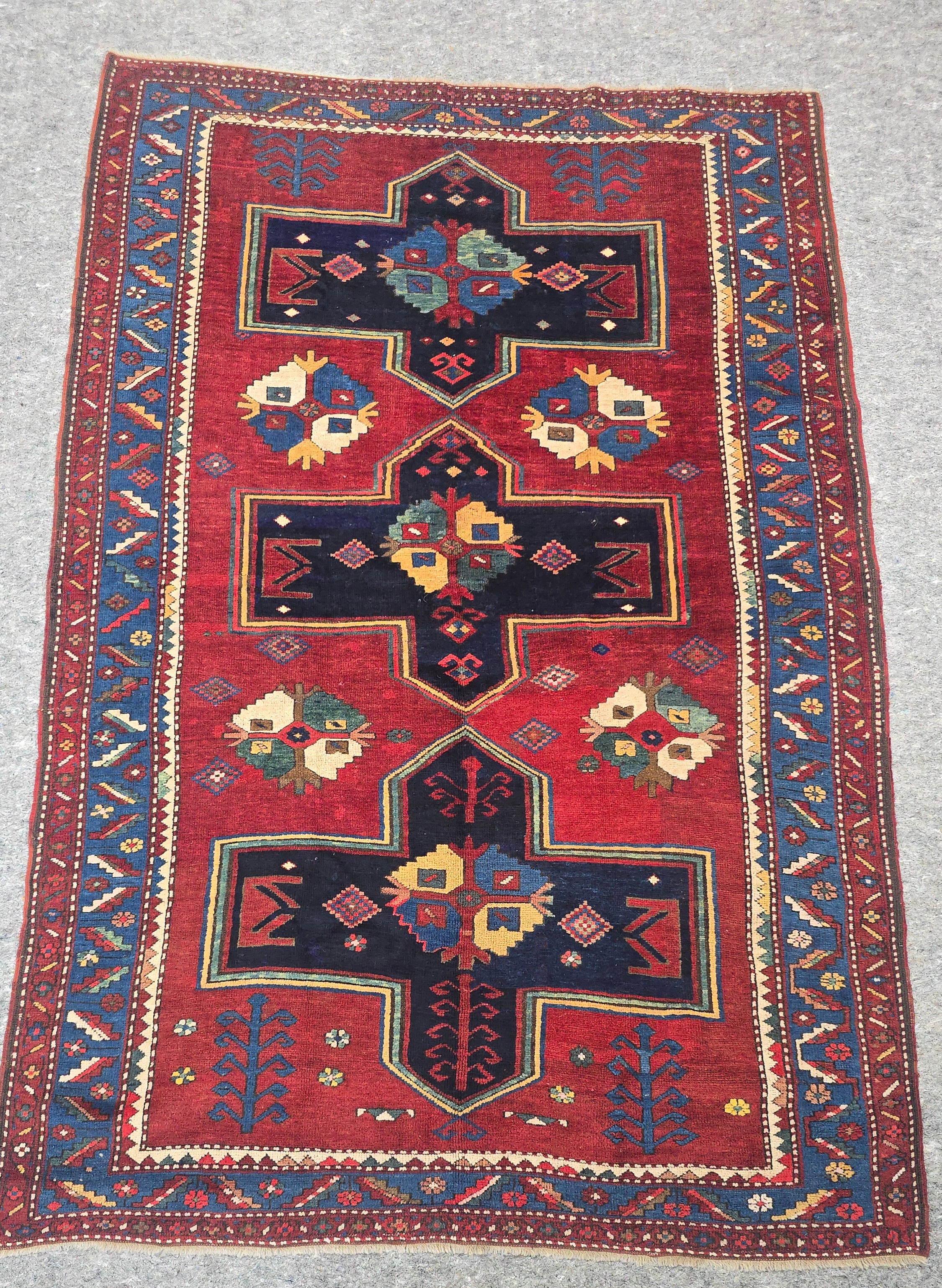 1910 Rug Antique Kazak Rug –Circa 1910| 5.4 x 8 ft Full-Pile Caucasian Rug #104 ...