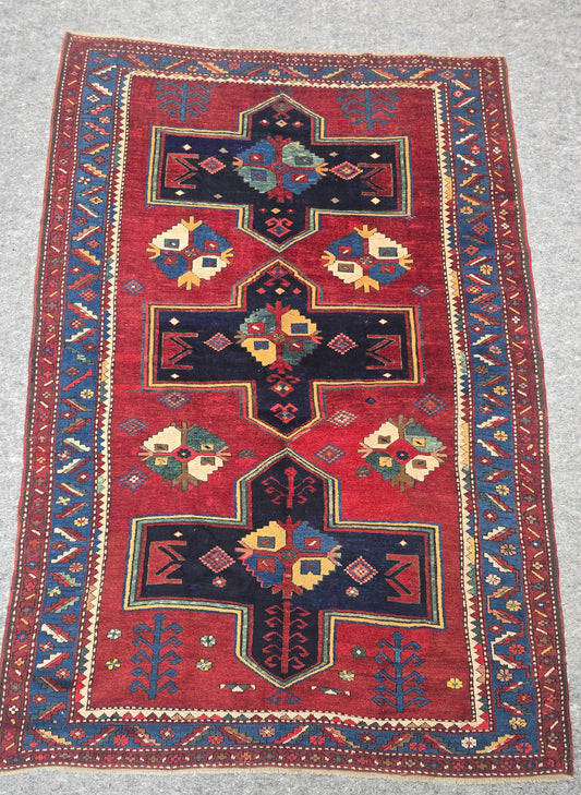 Antique Kazak Rug –Circa 1910| 5.4 x 8 ft Full-Pile Caucasian Rug #10456