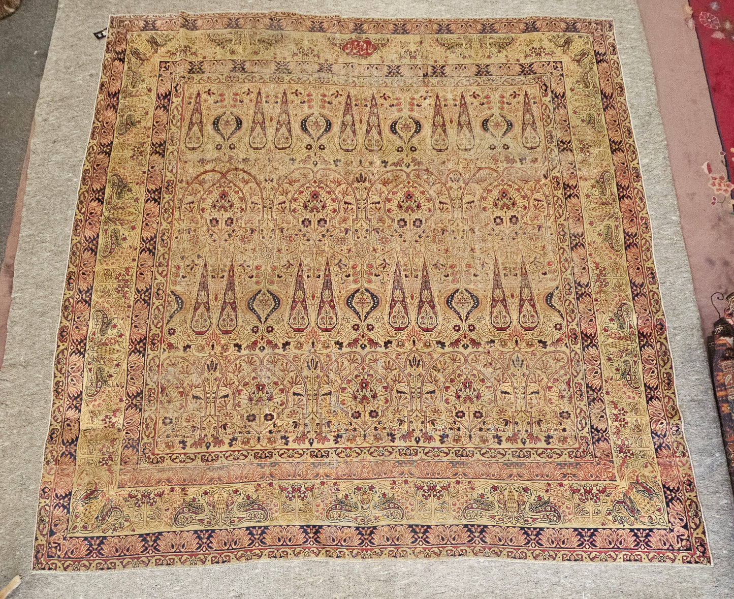 Antique square Persian Kirman