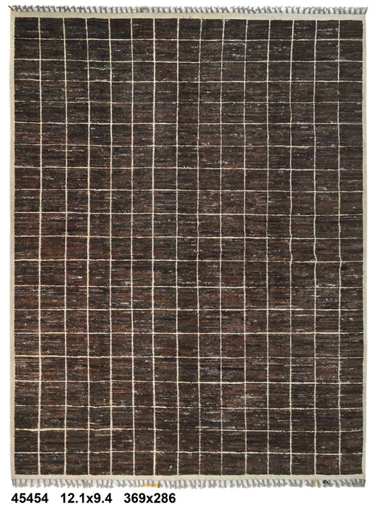 Modern Moroccan Style Handwoven Rug – checkered neutral