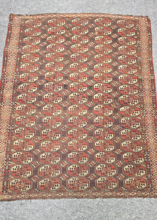 Antique Turkoman Rug Circa early 1900s – Handwoven Tribal Design (6x8) 10333