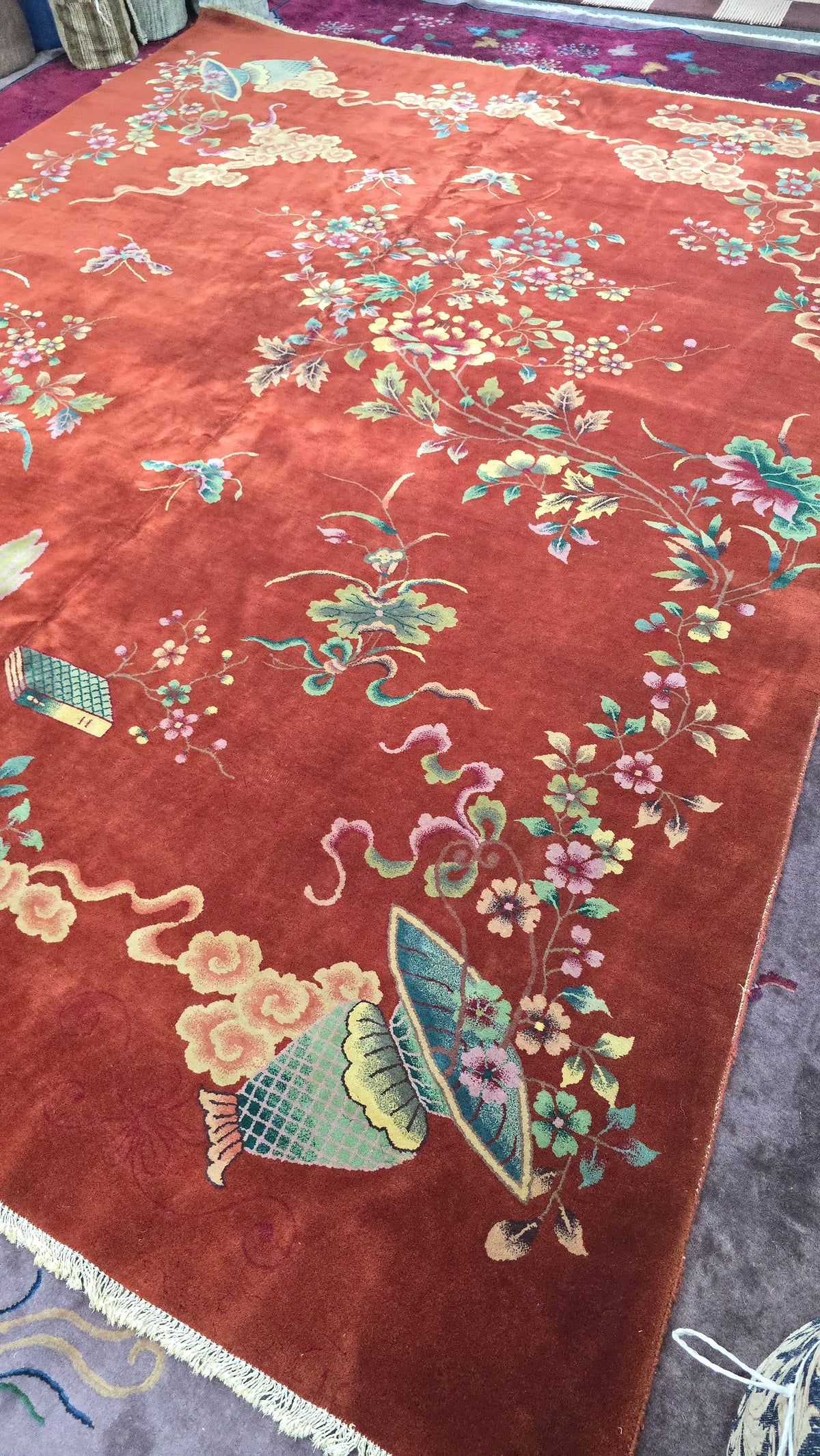 1920s Art Deco Nichols Chinese Rug 9x11.6 )