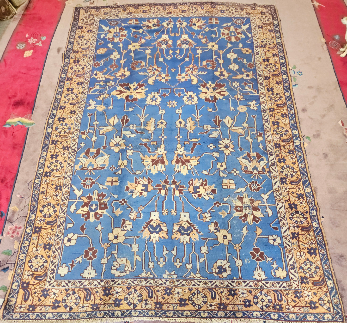 6112 Antique Turkish Oushak circa 1930