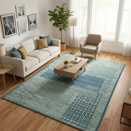 "John Ahmad Rug" by John Ahmad inspired by Ivan Da Silva Bruhns  –  Wool Rug Sea Foam Green