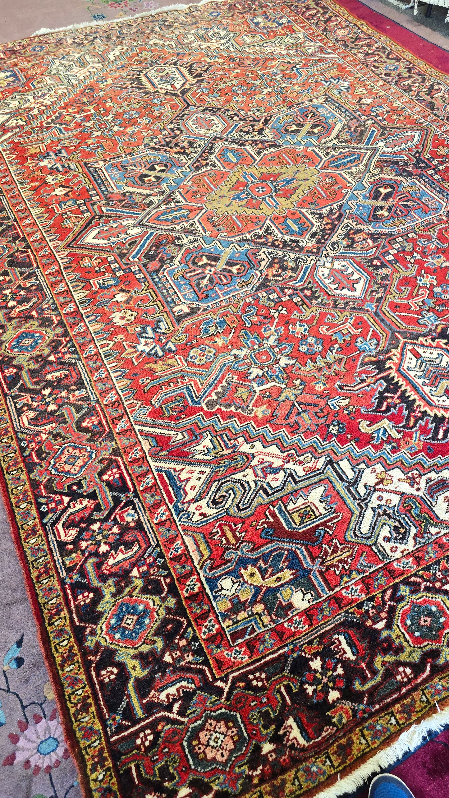 Antique Persian Heriz Rug Circa 1940s (#10503)