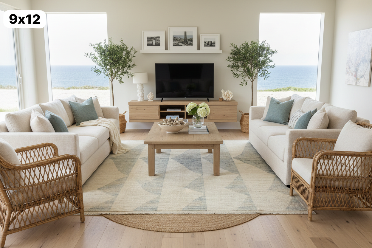 WAVES Moroccan Style Rug in Living Room