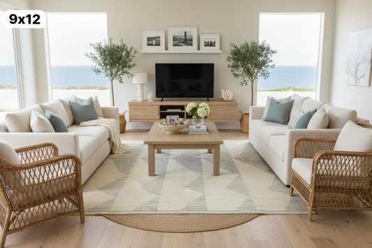 WAVES Moroccan Style Rug in Living Room