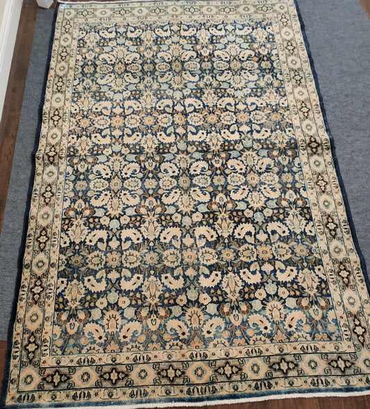 Vintage Persian Mashad Rug – 6.7 x 10 ft – Hand-Knotted Wool