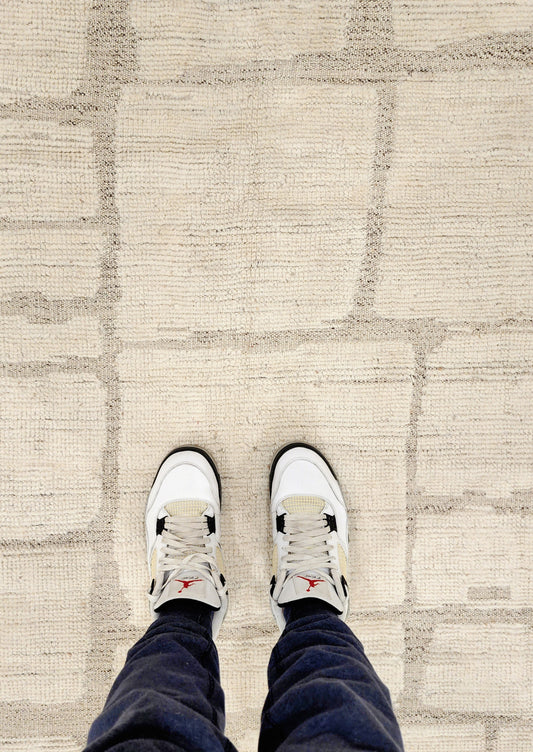 White Moroccan Rug 7.7 x 10.7