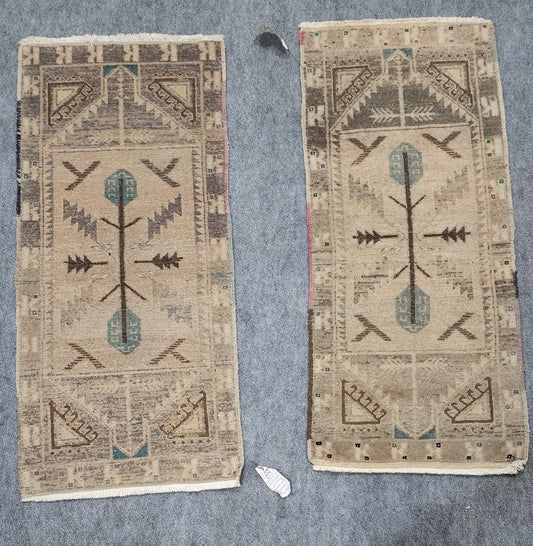 Antique Turkish Pair of Rugs – Hand-Knotted Wool (1.8 x 3.6) (#12680)