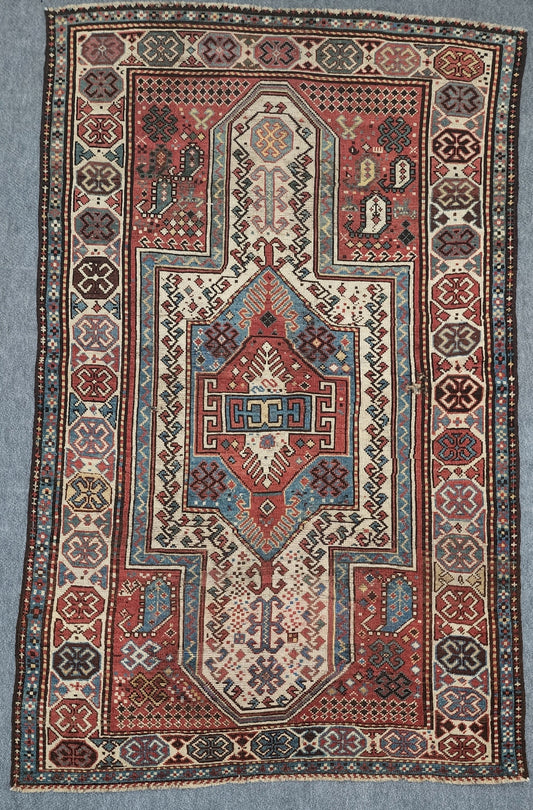 Antique Karabagh Rug – Hand-Knotted Wool (4 x 6.6) (#19203)