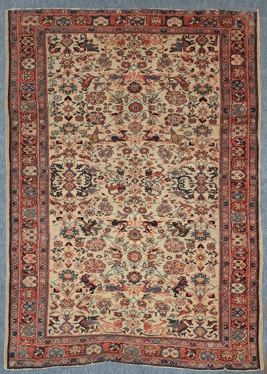 Antique Ziegler Mahal Rug – Hand-Knotted Wool (4.7 x 6.6) (#19703)