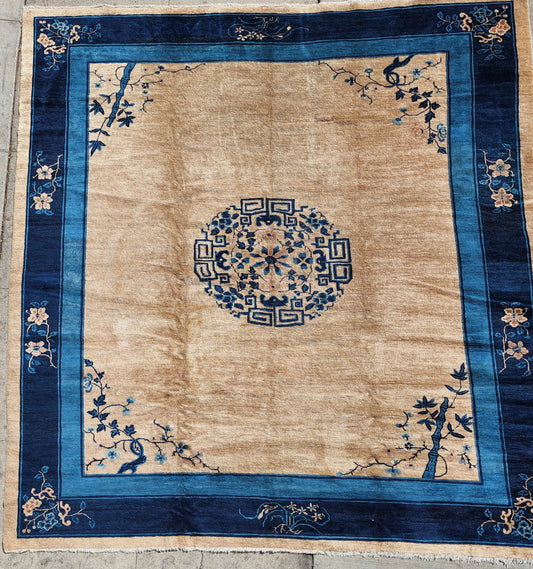 Chinese Beige Peking Rug Circa 1900s