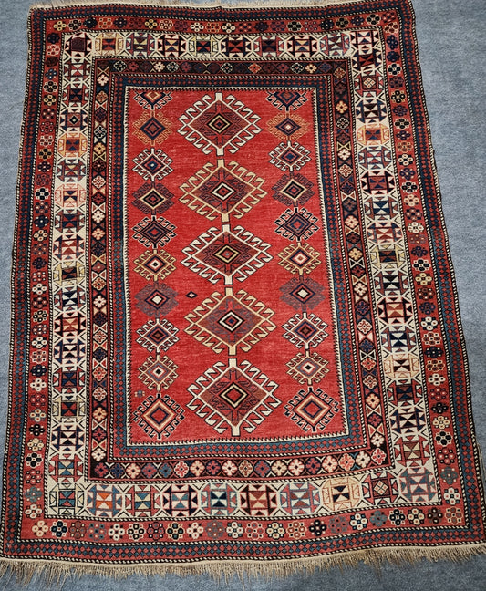 19th Century Antique Shirvan Rug – Mint Condition Collector’s Piece (4.3 x 5.7 ft)