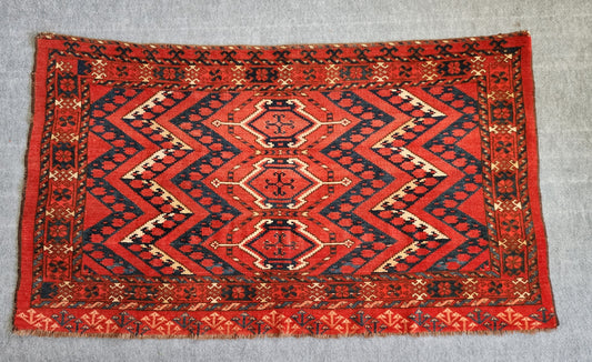 19th Century Bashir Chuval – Antique Turkmen Tribal Rug (4.2 x 6.9 ft)
