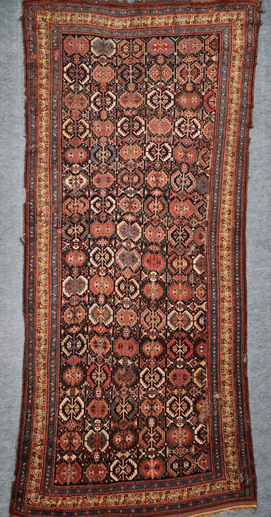 19th Century Khamseh Rug – Persian Tribal Handwoven Wool Carpet (4.7 x 10.1 ft) (#17472)