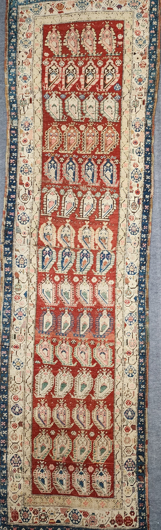 19th Century Caucasian Runner – Handwoven Tribal Wool Rug (3.1 x 11.9 ft) (#21929)
